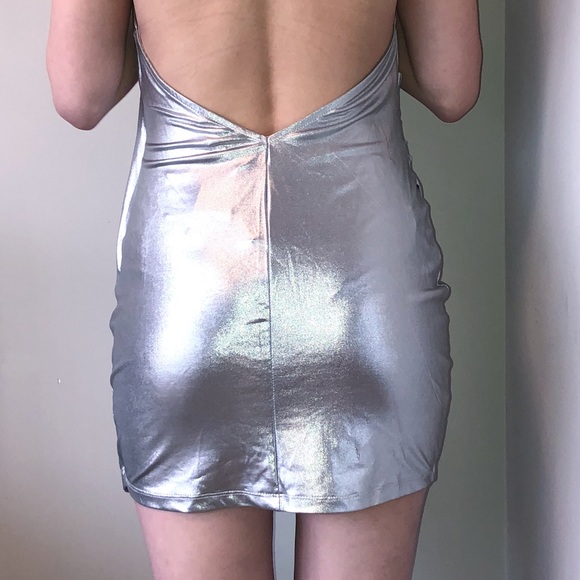 Silver Low Back Cocktail Dress - Picture 2 of 3